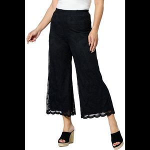 Antthony Embroidered Mesh Scalloped Edge Pull-On Pant Black - Regular